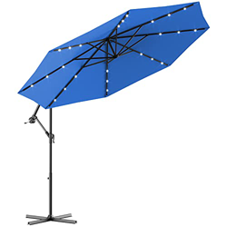 COSTWAY Sombrilla con LED Luces de Jardín de Ø300cm Sombrilla Inclinable Parasol para Terraza Playa Piscina Patio Sin Base (Azul) en oferta