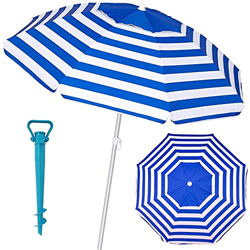 Mundozone Sombrilla antviento Playa Jardin de Aluminio 8 Varillas de Fibra de Vidrio protección UPF+50 99% UV con Soporte para Arena Ventana Superior  en oferta
