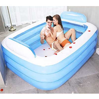 GJXJY BañEra PortáTil Inflable con Bomba, Piscina Familiar, Piscinas Hinchables Rectangulares para Adultos, Estructura De CáMara De Aire Doble, FáCil