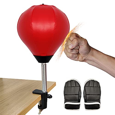 Ubaywey Punchingball Desktop Boxsack TischBoxperne Speedball Boxing Boxing con Klemme Inflator Mini Boxball para Oficina Escritorio Reducción del estr
