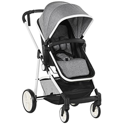 HOMCOM Cochecito de Bebé 2 en 1 Silla de Paseo y Capazo para Niños de 0-36 Meses con Capota Plegable Respaldo Reclinable Cesta Grande Palanca de Freno en oferta