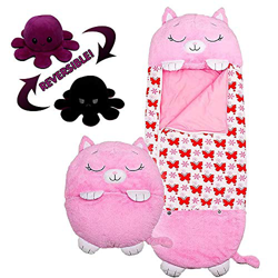 LUOWAN Divertidos sacos de dormir con pulpo de peluche para niños, 2 en 1 almohada de juego plegable, suave, cómodo, cálido, para acampar, senderismo, precio