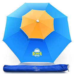 Sombrilla de playa OCOOPA de 2,19 m con poste de aluminio ultra transpirable y flexible; sombrilla de playa portátil con bolsa de transporte para play en oferta