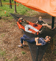 KTYX Hamaca Aérea Gigante para Acampar al Aire Libre, Portátil para Varias Personas, 3 Puntos, Hamaca Triangular de Malla de Lona, Carpa para Árboles  características