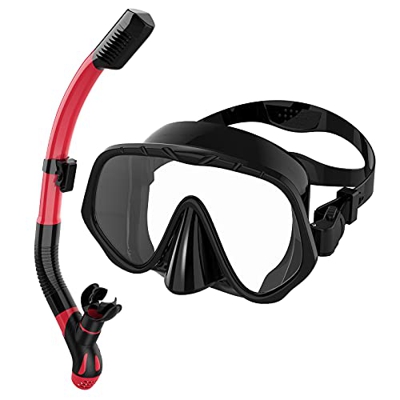 Ranipobo Máscara y Snorkel,Set de Esnórquel Gafas de 180° Buceo Panorámicas Antivaho de Vidrio Templado, Juego de Buceo para Adultos Snorkel seco Unis