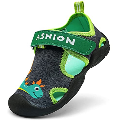 Zapatillas de Playa Piscina Natación Verano Zapatos de Agua para Niños Sandalias Cerrada de Secado Rápido,E Verde,25 EU