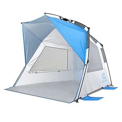 Gonex Tienda de campaña de playa para 1-3 personas, clasificada UPF 50+ para protección solar UV, refugios solares impermeables para acampar familiar,