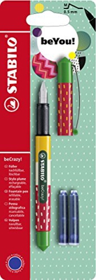 Stabilo becrazy pluma estilográfica con 3 azul cartucho de tinta – Fresa