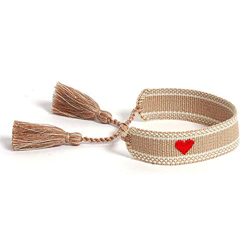 Pulsera Tejida Beige Súper Linda Pulseras De Joyería Vintage Hechas A Mano para El Verano En La Playa Vacaciones Todos Los Días Amistad Borla Cuerda-C precio