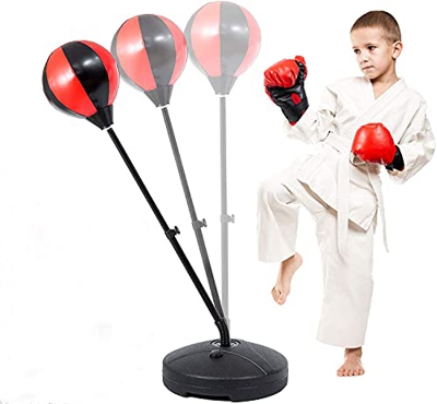 Cikonielf Juego de boxeo para niños con punching Ball y guantes, juego de boxeo para niños, vertical de suelo, para adultos y Adolescentes, altura aju