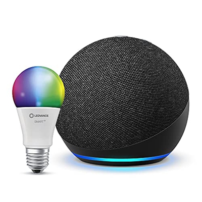 Echo Dot (4.ª generación), Antracita + Ledvance Bombilla Inteligente (E27), compatible con Alexa