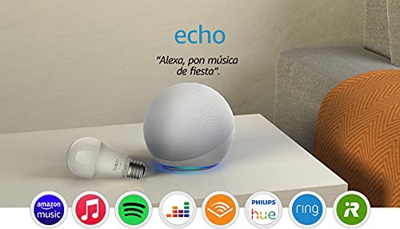 Echo (4.ª generación), Blanco + TP-Link Tapo Bombilla Inteligente (E27), compatible con Alexa