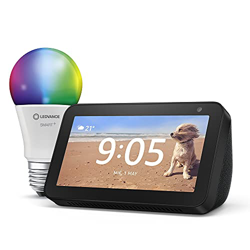 Echo Show 5 (1.ª generación, modelo de 2019), Negro + Ledvance Bombilla Inteligente (E27), compatible con Alexa en oferta