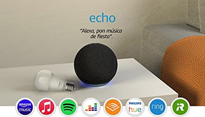Echo (4.ª generación), Antracita + TP-Link Tapo Bombilla Inteligente (E27), compatible con Alexa