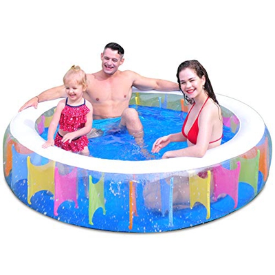 Lunvon Piscina Hinchable Ø 190 x 50cm Piscina Inflable Infantil, Piscina Redonda Familiar para Patio, Jardín, Fiesta al Aire Libre, Edad 6+, Colorido