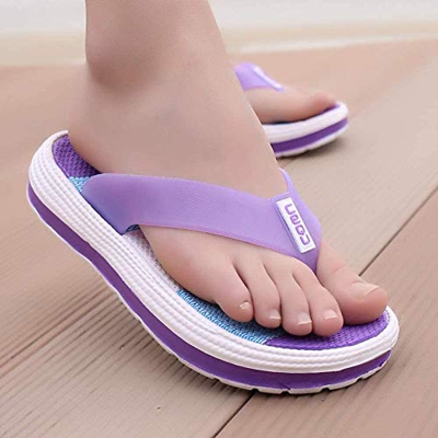 SANVINGLE Fascitis Plantar Verano Zapatillas Mujer Casual Duradero Masaje Flip Flops Sandalias de Playa Mujeres Zapatos de cuña a Rayas Habitación Dam