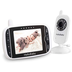 HelloBaby Wireless vídeo Vigilabebés con cámara digital, visión nocturna, control de temperatura & 2 Way Talk Back Sistema, color blanco Talla:HB32 características