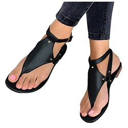 FeelFree+ Sandalias Romanas Retro Para Mujer 2021 Verano Casual Sandalias planas con Punta para Mujer Chanclas con Hebilla de Abierta y Correa En T De en oferta