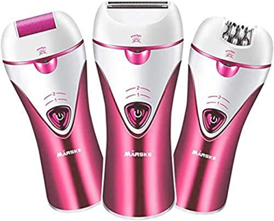 Afeitadora eléctrica para mujer 3 en 1, depiladora eléctrica y pedicura, rallador de pies, depiladora de depilación para bikini/alelas/rostro/piernas/