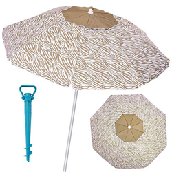 LOLAhome Pack sombrilla de Playa antiviento de Ø 180 cm marrón de Fibra de Vidrio y Aluminio, y Soporte en oferta