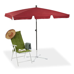 Relaxdays sombrilla playa, jardín y terraza rectangular reclinable, marrón, 200 x 120 cm en oferta