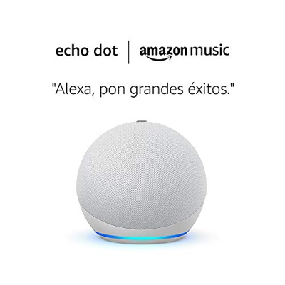 Amazon Echo Dot (4.ª generación) tela de color blanco + Amazon Music Unlimited (6 meses GRATIS con renovación automática)