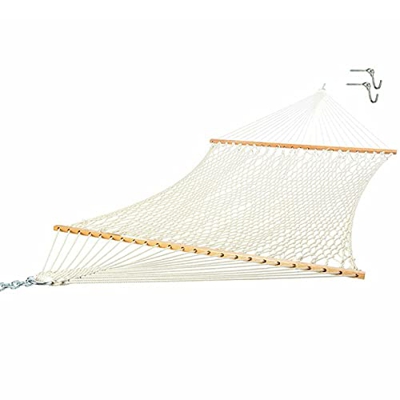 Gaviny Hamaca, Viaje al Aire Libre Palo de Madera Cuerda de algodón Hamaca Columpio Cama Colgante Red para Dormir