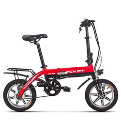 RICH BIT Bicicleta eléctrica RT-618, batería de Iones de Litio de 250 W 36 V * 10,2 Ah, Bicicleta de Ciudad Plegable de 14 Pulgadas para Adultos (Rojo precio