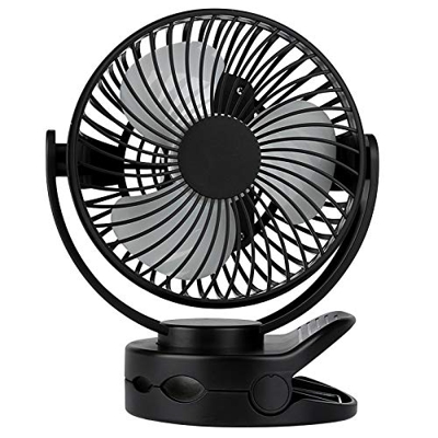 Mini Ventilador USB Portátil,Temporizador ,4 Velocidades ,Ventilador con Gancho Clip de Mesa Silencioso Batería Recargable 4400mA,720°Ajustable para P