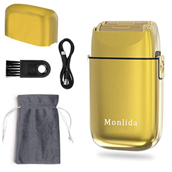Monlida Afeitadora Eléctrica para Hombre, Maquinilla de Afeitar Hombre, Máquina Afeitar Barba con 2 Cabeza, Recargable Inalámbrica Color Dorado precio