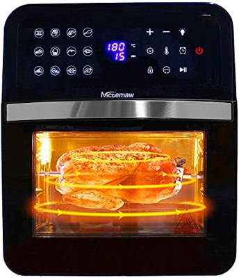 Nictemaw Freidora sin Aceite 12L 1700W, Freidora de Aire Caliente , Horno de Aire Caliente con 10 Programas, Deshidratador, con Pantalla LED, Temporiz