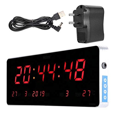 LED Digital del Reloj del Calendario, Reloj Digital Grande con Tiempo, Temperatura y Reloj Cocina de la Temperatura Relojes de Pared del Enchufe la UE