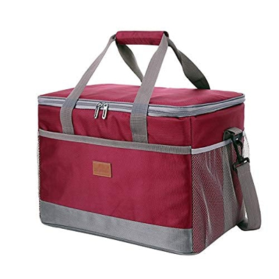Delgeo Bolsa de Picnic, 30L Gran Capacidad Portátil, Adecuado para Hombres y Mujeres, Apta para Viajes, Playa, Picnic, Camping, Barbacoa, Rojo