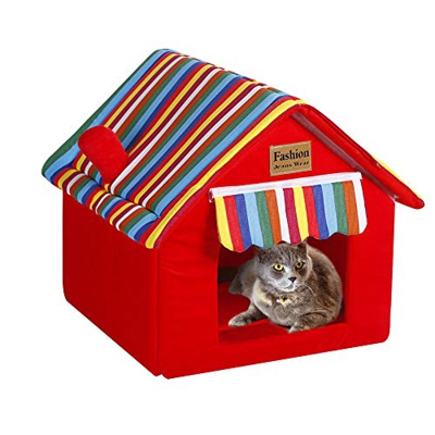 Gato Casa Perrera Puppy Condo Nido de conejo Tienda Bunny Bed Choza Plegable Extraíble lavable Gato Estera Cojín cálido para perros Interior portátil 