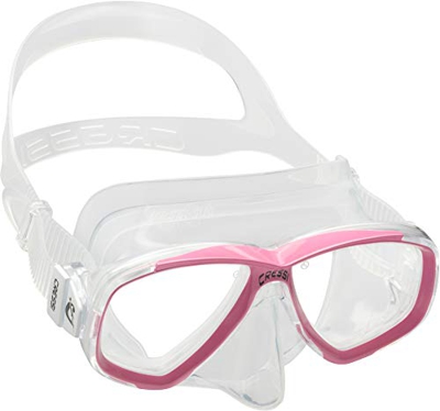 Cressi Perla Mask Máscara Vidrio separada para Pesca, apnea, Snorkel y Buceo, Unisex Adulto, Transparent/Rosa, Talla Única