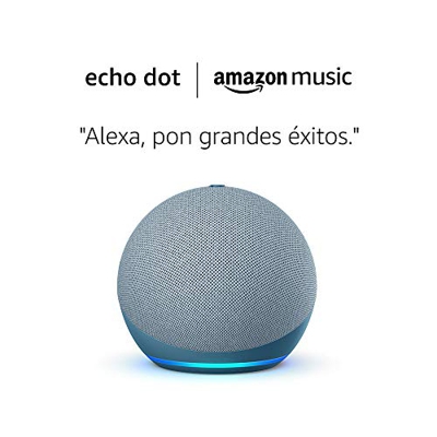 Amazon Echo Dot (4.ª generación) tela de color azul grisáceo + Amazon Music Unlimited (6 meses GRATIS con renovación automática)
