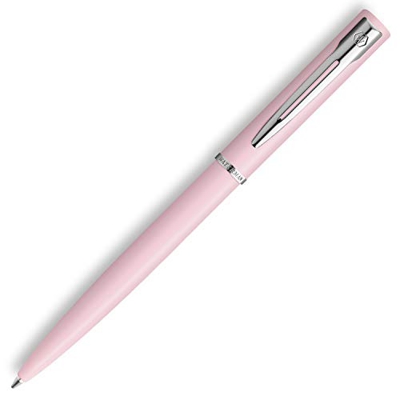 Waterman Allure bolígrafo, Lacado en color rosa pastel mate con adornos cromados, Punta mediana, Tinta azul, Con estuche de regalo