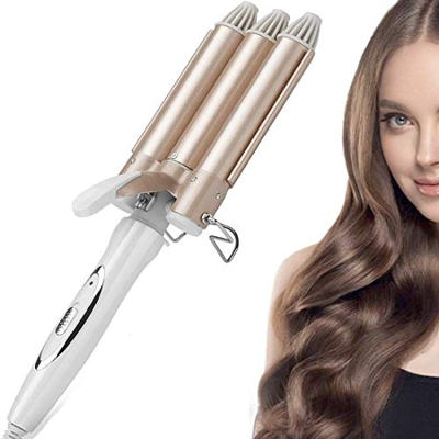 Rizador de pelo, Pinzas Rizadoras, Rizador de Pelo de Cerámica de la Turmalina de 3 Barriles Rizador Temperatura Ajustable para Cabello Largo y Corto 