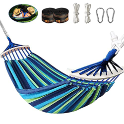 Yuxuan store Hamaca doble de 280 x 150 cm, hamaca para exteriores, con varillas de madera y bolsa de transporte, para jardín, interior, camping, sopor en oferta