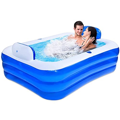 T-XYD Bañera Inflable Piscina Infantil Rectangular Familiar Barril de bañera de hidromasaje para Parejas Bañera Independiente PVC Engrosado de Tres Ca