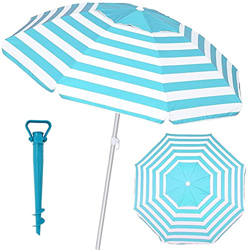 Mundozone Sombrilla antviento Playa Jardin de Aluminio 8 Varillas de Fibra de Vidrio protección UPF+50 99% UV con Soporte para Arena Ventana Superior  características
