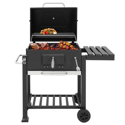 Parilla de carbón con termómetro tapa estante ruedas BBQ Grill acero ML-Design®