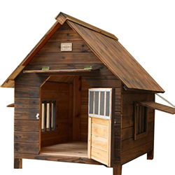 Caseta para Perros De Madera Carbonizada Al Aire Libre con Puertas Y Ventanas Resistente A La Intemperie Y A Prueba De Agua Caseta para Perros Refugio en oferta