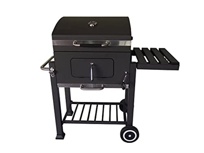 Tarrington House Barbacoa de carbón con ruedas, acero y hierro fundido, 67 cm x 115 cm x 108 cm, negro