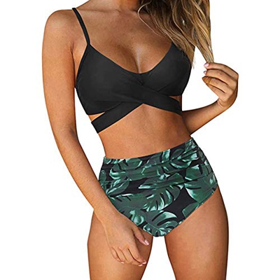 HIAME Bikini Mujer Conjuntos，Bañadores Mujer de Cintura Alta，Bikinis Mujer Push Up，Bikini Braga Alta，Bañadores Mujer Sexy 2 Piezas Conjuntos Adecuado 