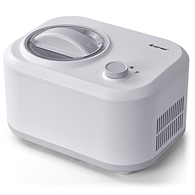 COSTWAY Máquina para Hacer Helados de 1 L Heladora Eléctrica de 100 W con 3 Modos/Compresor Incorporado/Cuchara para Hogar (Blanco)