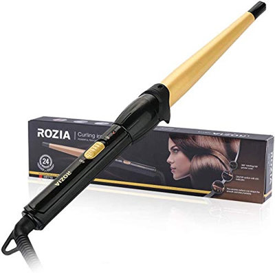 Roziahome Rizador de Pelo de Cerámica Profesional Calefacción Rápida de Doble Voltaje para Crear Varios Peinados, Plancha Rizadora de Peluqueríamperat