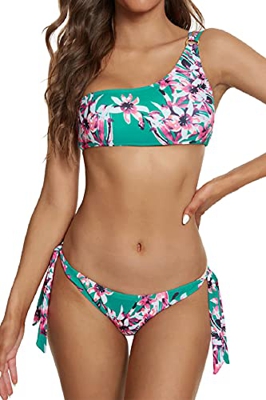 Voqeen Bikini Mujer Ropa con Estampado de Push-Up Traje de baño con Lazo Acolchado Conjunto de Bikini de Playa Acolchado Bañador Ropa Verano (A, M)