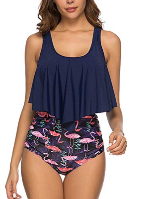 UMIPUBO Traje de Baño Top Flounce Bikini Set Acolchado Bra Bañador Cintura Alta Conjunto De Bikini Dos Piezas Set Swimsuit Bathing Suit