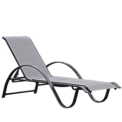 MOMMA HOME Tumbona Hamaca 5 Posiciones, Aluminio Gris Antracita, Apilable Modelo Alicante, Tumbona Exterior, Jardín en oferta